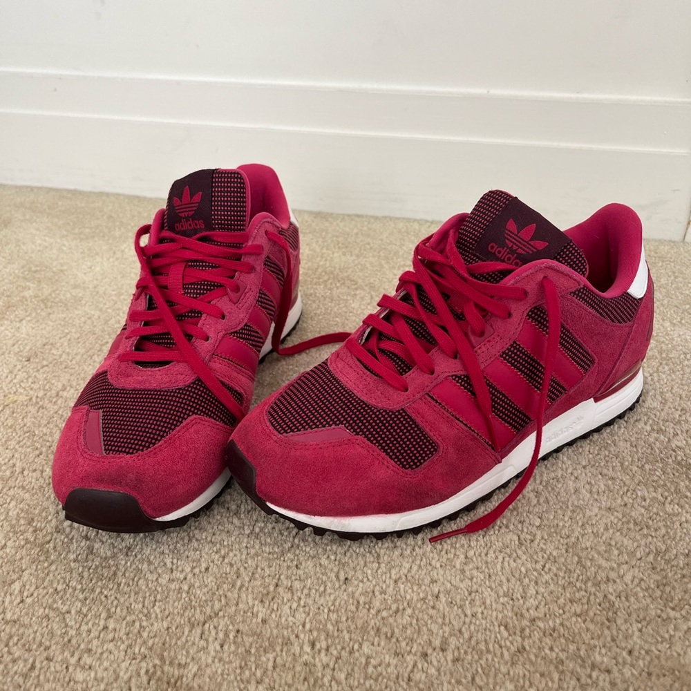 New red adidas sneakers